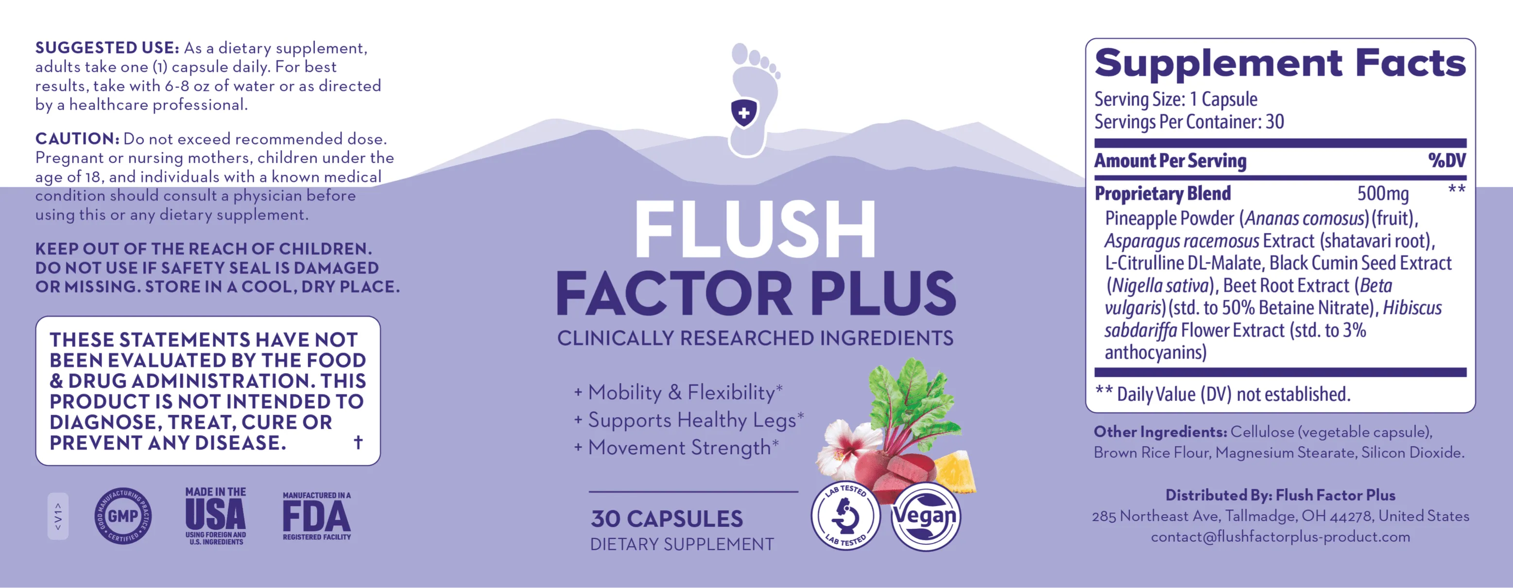 Flush Factor Plus supplement facts and ingredients label